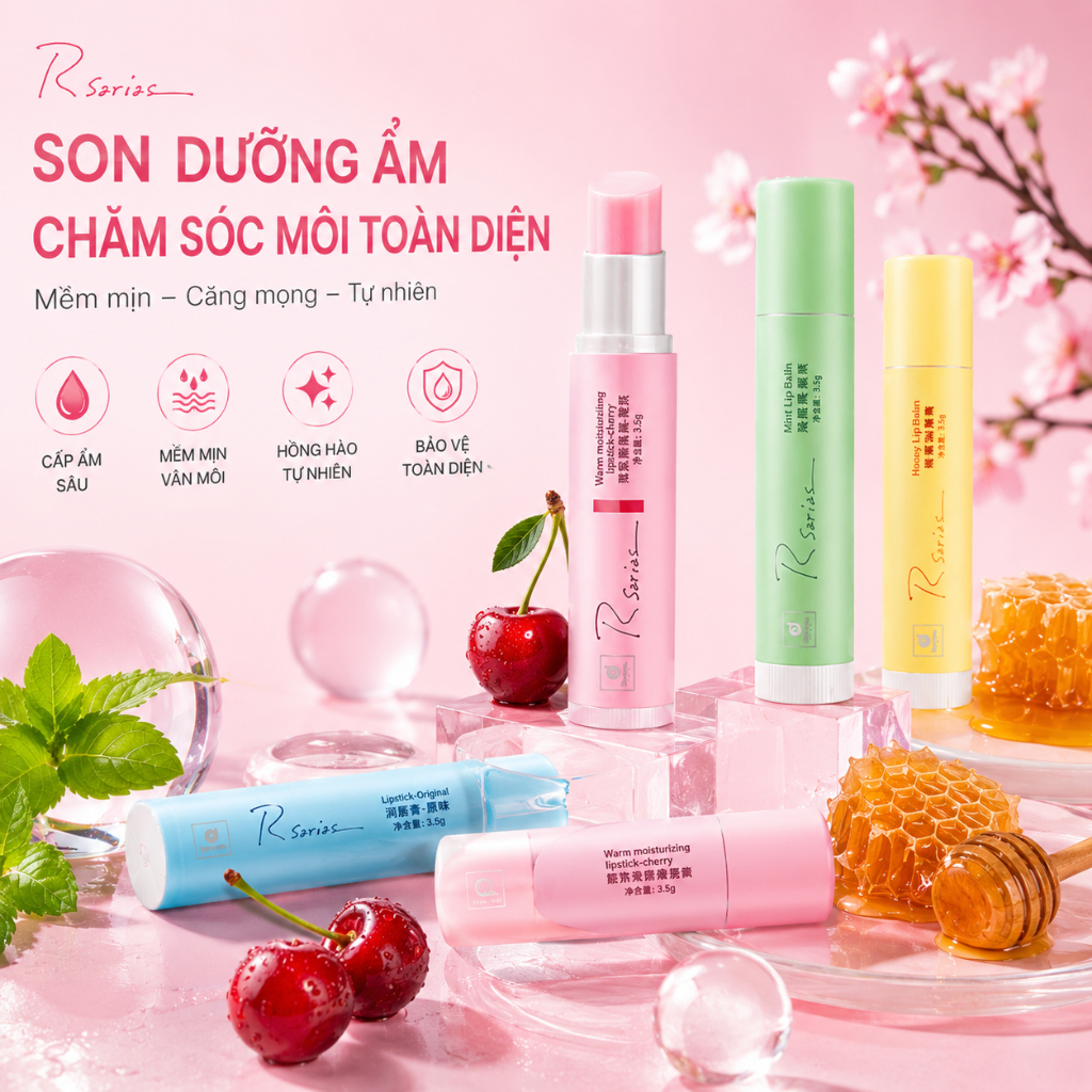 Son Dưỡng Môi R-Series Chính Hãng 3.5g - Hương Thơm 24H, Hương Dịu Nhẹ, Dưỡng Ẩm、Nhẹ Mỏng Phù Hợp Mọi Loại Da