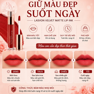 Son LASVON Velvet Matte Lip Ink Mềm Môi Chất Son Nhung Lì Lên Màu Đậm Tự Nhiên Dễ Mang Theo