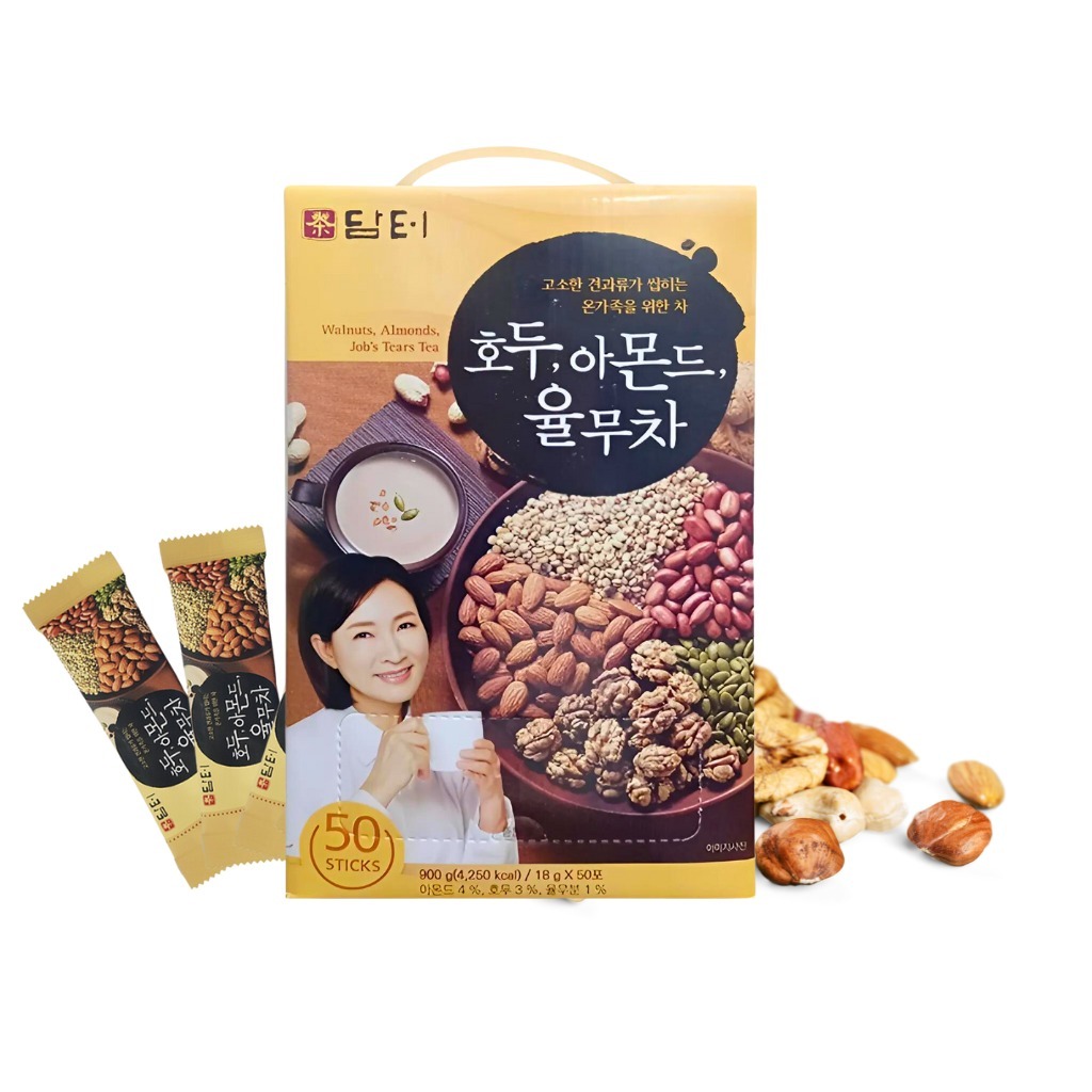 Bột Ngũ Cốc Damtuh Hàn Quốc 40-50 Gói, Ngũ Cốc Óc Chó Hạnh Nhân Ý Dĩ, Mè Đen, 15 Loại Hạt Thơm Ngon