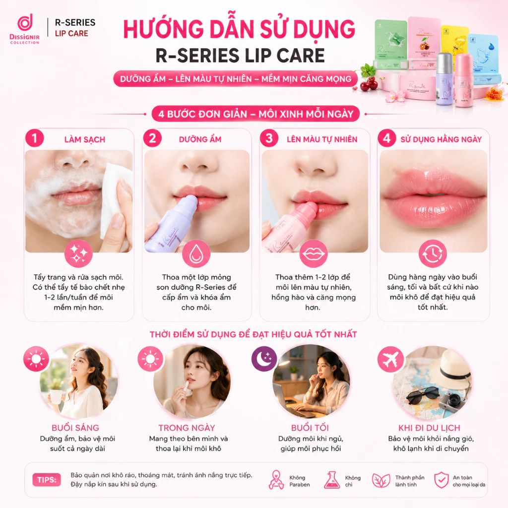 Son Dưỡng Môi R-Series Chính Hãng 3.5g - Hương Thơm 24H, Hương Dịu Nhẹ, Dưỡng Ẩm、Nhẹ Mỏng Phù Hợp Mọi Loại Da