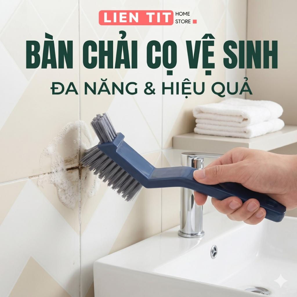 Bàn chải nhà tắm chà góc tường, chổi cọ nhà vệ sinh cán dài chà khe hở sàn đa năng