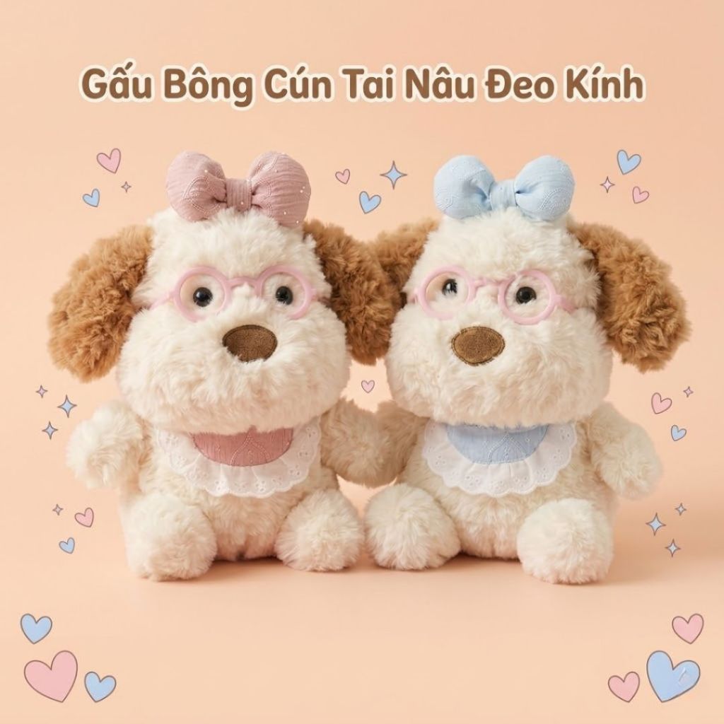 Thú Nhồi Bông Hình Chó Con Đáng Yêu - Gấu Bông Cún Mini Lông Mềm Trang Trí Phòng Ngủ, Quà Tặng Cho Bé và Bạn Gái