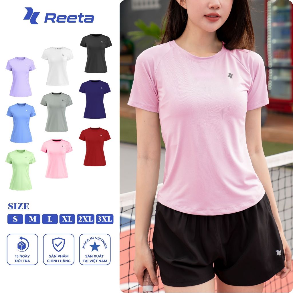 Áo thun thể thao nữ cổ tròn Reeta tập gym, yoga, chạy bộ,chất liệu thoáng khí năng động trẻ trung-A087 | BigBuy360 - bigbuy360.vn