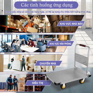 Xe đẩy hàng Xe Đẩy Gấp Gọn Thép Bánh xe chống ồn Gấp Gọn Tiện Lợi 4 bánh xe Tải Trọng 600kg