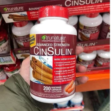 🌿🍃 [04/29] Viên QUẾ Hỗ Trợ Tiểu Đường Trunature Advanced Strength Cinsulin 200 Viên từ MỸ - Giúp cân bằng đường huyết.