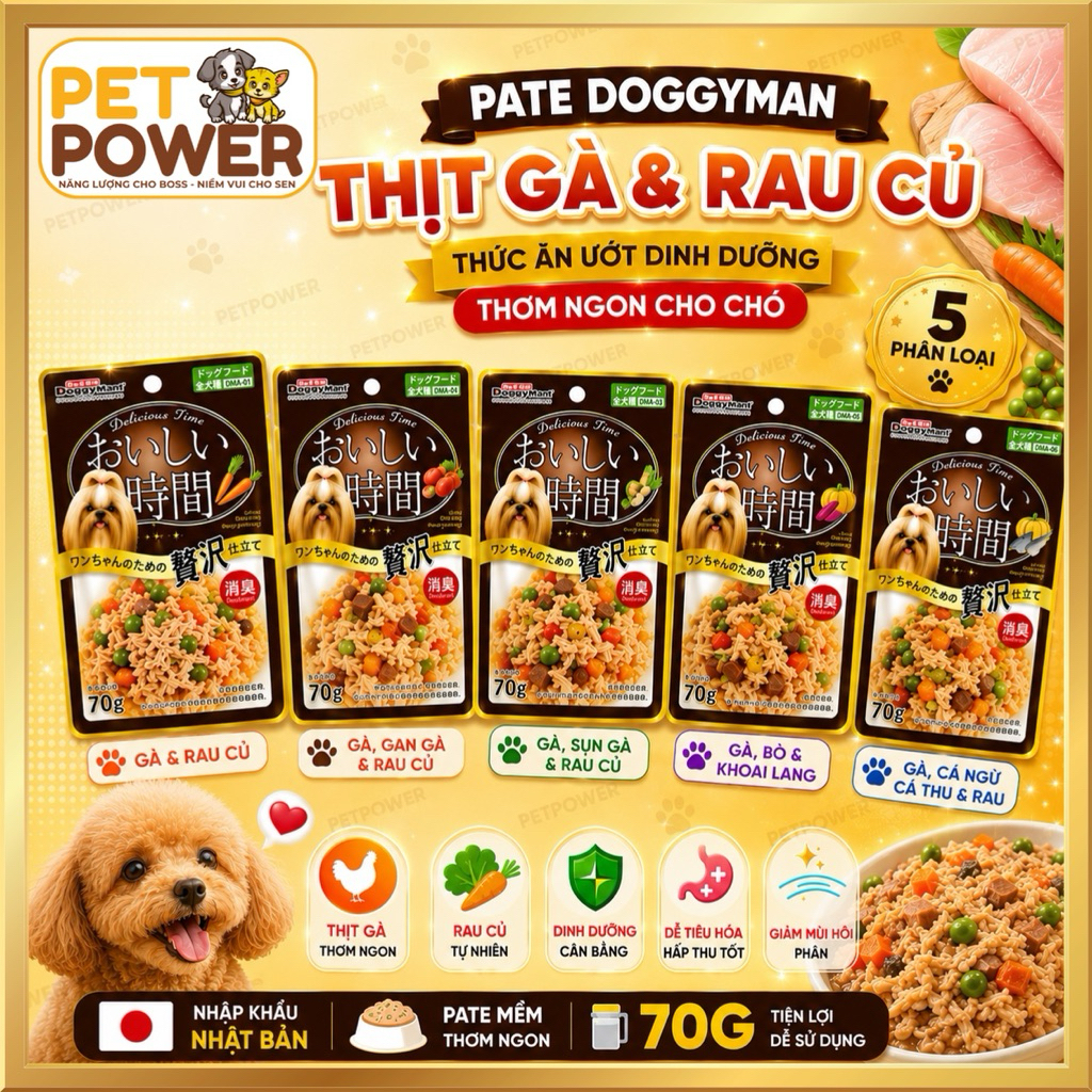 Pate DoggyMan Thịt Gà & Rau Củ 70g - Thức Ăn Ướt Dinh Dưỡng Thơm Ngon Cho Chó
