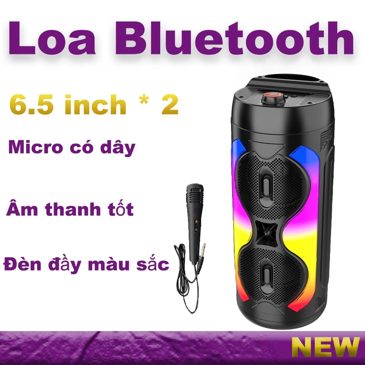 Loa đôi 6,5 inch Loa Bluetooth Loa di động Loa LED Loa karaoke Loa micro Loa siêu trầm