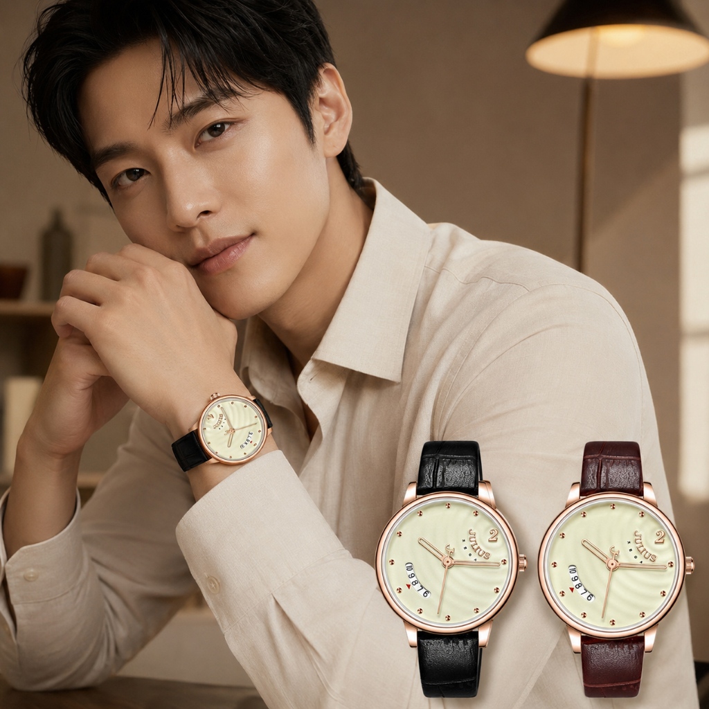 Đồng Hồ Nam JA-1391M Julius Hàn Quốc Dây Da (2 Màu)