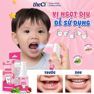 Xịt răng miệng Theci vị dâu  Oral Spray hỗ trợ ngăn ngừa mảng bám, chống sâu răng 30ml