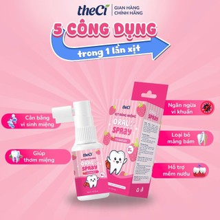 Xịt răng miệng Theci vị dâu  Oral Spray hỗ trợ ngăn ngừa mảng bám, chống sâu răng 30ml