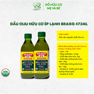 Dầu oliu hữu cơ ép lạnh Bragg 473ml, dầu oliu nguyên chất