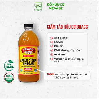 Giấm Táo Hữu Cơ 473ml Bragg Hỗ Trợ Tiêu Hoá, Detox Cơ Thể, Thanh Lọc Tự Nhiên – Natural Market