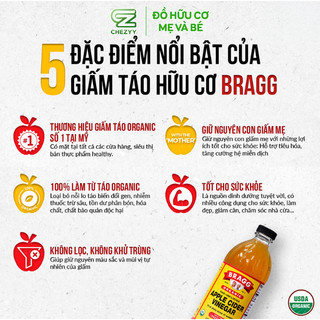 Giấm Táo Hữu Cơ 473ml Bragg Hỗ Trợ Tiêu Hoá, Detox Cơ Thể, Thanh Lọc Tự Nhiên – Natural Market