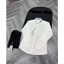 ⚡️[Hight Quality] Áo Sơ Mi Dài Tay Nam Nữ D100 Đen Và Trắng - Điểm Nhấn Chữ Thêu Ở Cổ Cao Cấp Loại 1