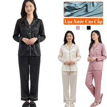 Pijama Lụa Nữ Dài Tay Mặc Nhà Cao Cấp Madela, Đồ Ngủ Pijama Lụa Nữ Dài Tay Thuộc Nhóm: Đồ Mặc Nhà, Bộ Pijama Mặc Nhà