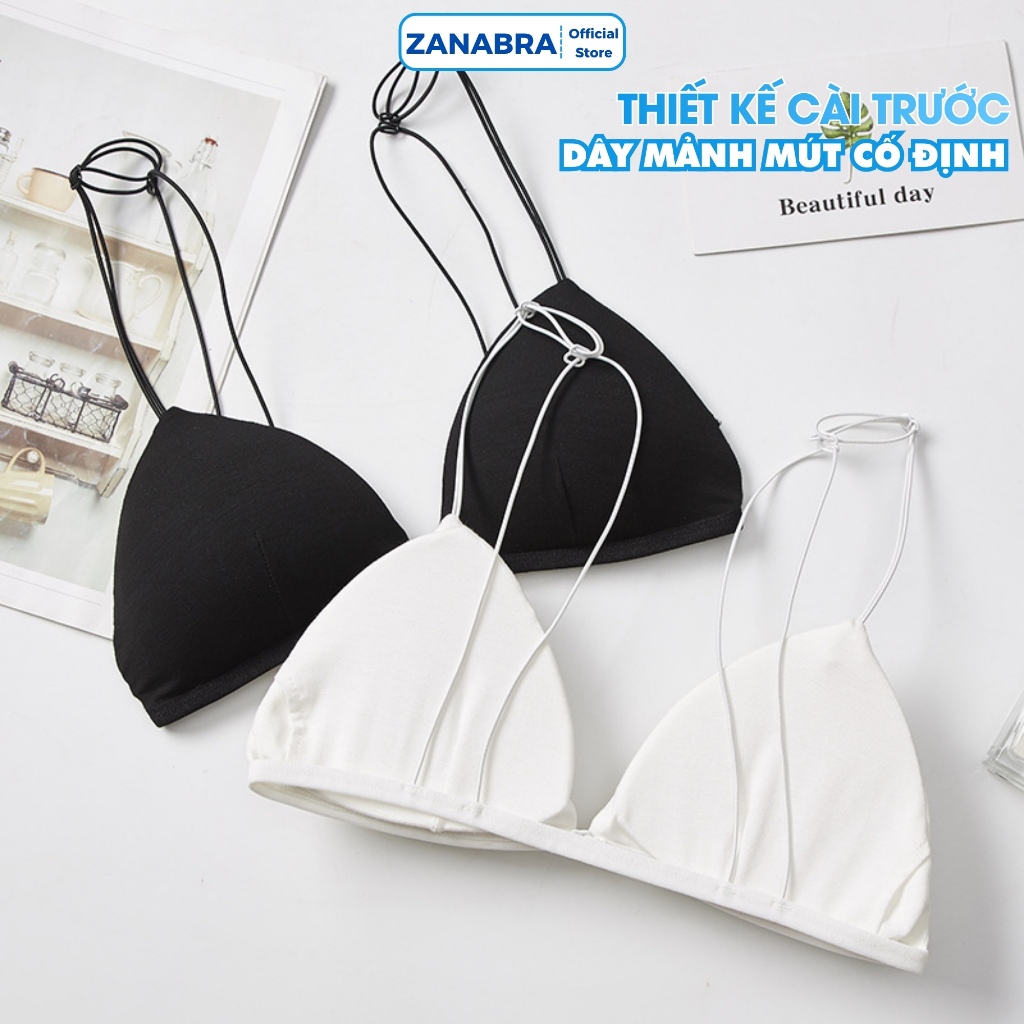 Áo Bra 2 Dây, Áo Ngực Không Gọng Mút Mỏng Cài Trước, Bra Thun Co Dãn ZANABRA B2099