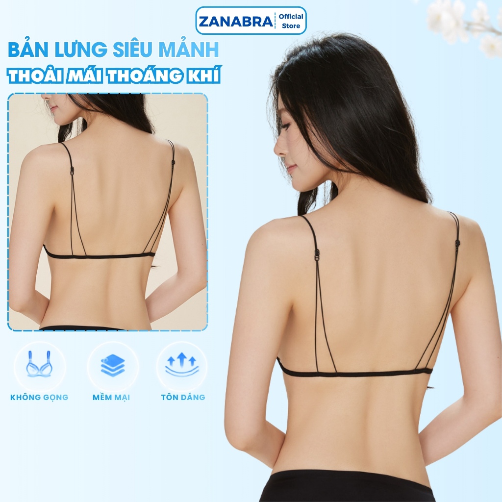 Áo Bra 2 Dây, Áo Ngực Không Gọng Mút Mỏng Cài Trước, Bra Thun Co Dãn ZANABRA B2099