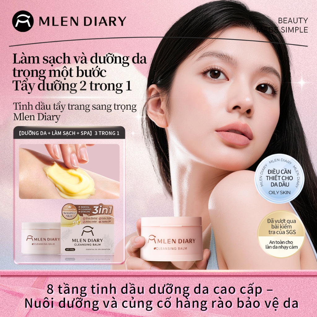 MLEN DIARY Sáp Tẩy Trang Clear Makeup Cream Tẩy Trang Cho Da Nhạy Cảm Chiết Xuất Thực 100g