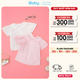 Áo sơ mi bé gái ILABY HCM áo sơ mi học sinh chất liệu cotton thô thoáng mát, thoải mái [1671]