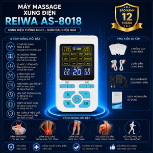 Máy Massage Xung Điện Reiwa AS-8018 Chính Hãng + 4 Miếng Dán | 20 Chế Độ | Dung Lượng Pin Sạc Lớn
