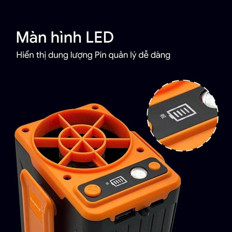 Quạt đeo thắt lưng F13 Pin 10000Mah, Quạt đeo eo đeo hông siêu mát kiêm sạc dự phòng tích hợp đèn pin, BH 24 tháng