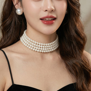[ DAISYN ] N628 choker dây chuyền áo dài , dây chuyền áo tấc, dây chuyền váy cưới 4 sợi 8mm ngọc trai nhân tạo