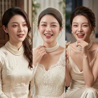 [ DAISYN ] N628 choker dây chuyền áo dài , dây chuyền áo tấc, dây chuyền váy cưới 4 sợi 8mm ngọc trai nhân tạo