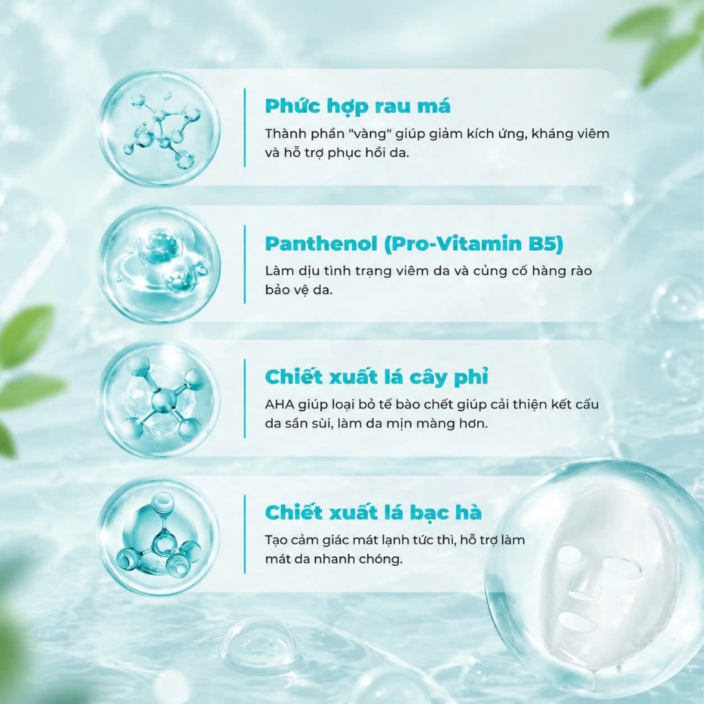 COMBO 20 Mặt Nạ Tinh Chất Rau Má Làm Dịu Da BNBG VITA GENIC CALMING JELLY MASK 30ml x 20