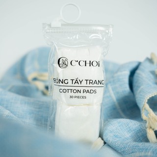Bông Tẩy Trang C'CHOI 30 Miếng – 3 Lớp 2 Mặt Cotton Tự Nhiên, Mềm Mại & Tiết Kiệm