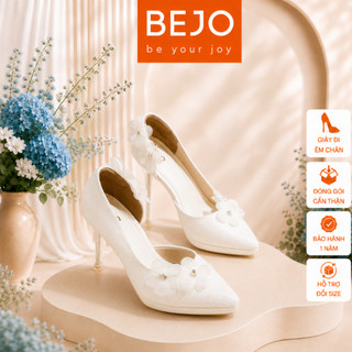 Giày Cao Gót Nữ Cao Cấp BEJO H95.04 Đính Hoa Xoàn Lớn Nổi Bật - Giày Cưới Cô Dâu Đi Êm Chân, Sang Trọng