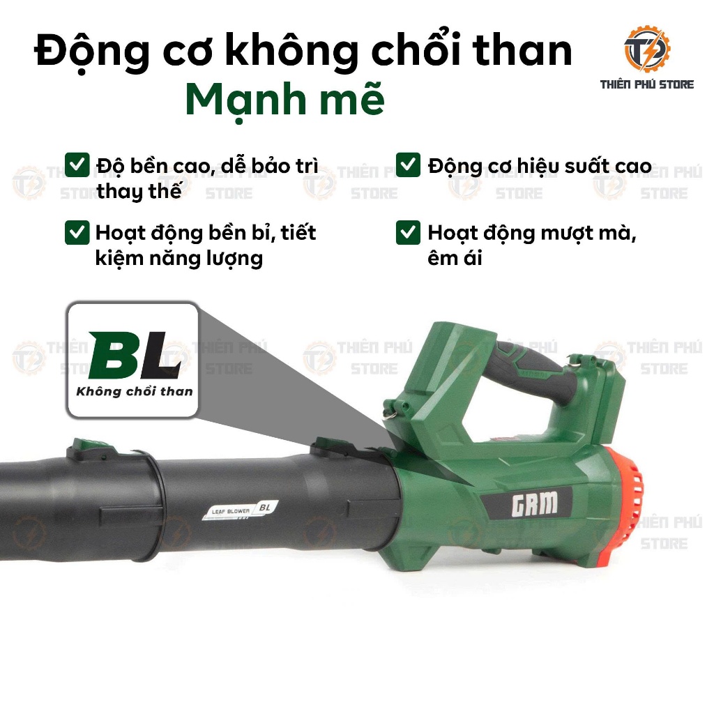 Thân Máy Thổi Bụi Pin GREEKMAN GR-T766LCD  21V | 6 Cấp Chỉnh Tốc, Lưu Lượng Gió 9m³/Phút, Động Cơ Có Chổi Than