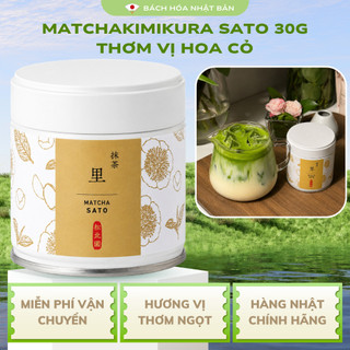 Bột Matcha Kimikura Sato Matcha Nguyên Chất Mang Đặc Trưng Hương Hoa Cỏ Vị Thơm Ngọt Nhẹ Hũ 30g M30