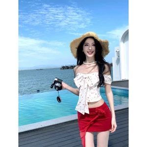 Scarlet Rose Mini Skirt-Chân Váy Chữ A Đỏ Đính Hoa Hè Rực Rỡ