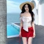 Scarlet Rose Mini Skirt-Chân Váy Chữ A Đỏ Đính Hoa Hè Rực Rỡ