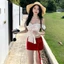Scarlet Rose Mini Skirt-Chân Váy Chữ A Đỏ Đính Hoa Hè Rực Rỡ