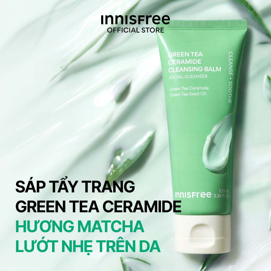 Sáp tẩy trang Green Tea Ceramide hương matcha lướt nhẹ trên da INNISFREE Green Tea Ceramide Cleansing Balm