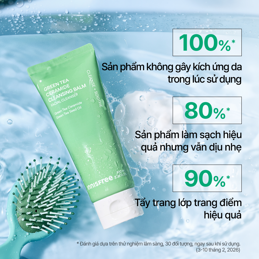 Sáp tẩy trang Green Tea Ceramide hương matcha lướt nhẹ trên da INNISFREE Green Tea Ceramide Cleansing Balm