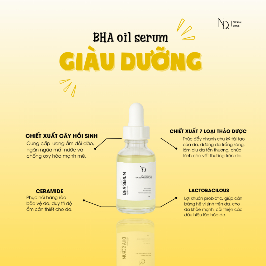 BHA ND tẩy tế bào chết hóa học, hỗ trợ giảm mụn Face & Body,... - BHA Serum 8%