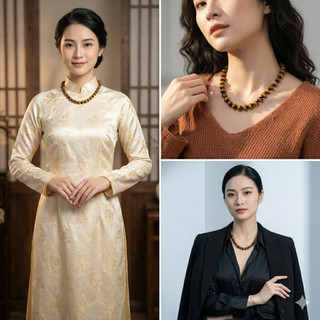 [N1197] Vòng Cổ, Dây Chuyền Đá Mắt Hổ Tự Nhiên Nhiều Size Li Sang Trọng Cho Nữ - DAISYN