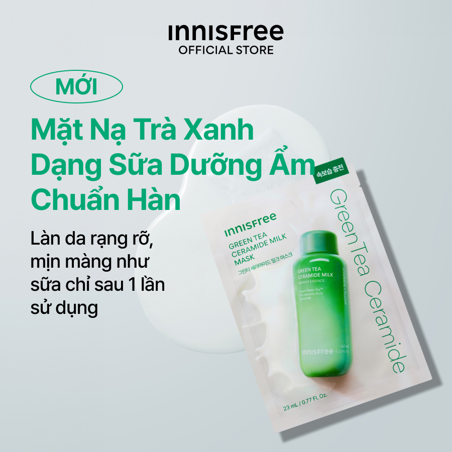 Mặt nạ trà xanh dạng sữa dưỡng ẩm chuẩn Hàn INNISFREE Green Tea Ceramide Milk K-Hydration Mask