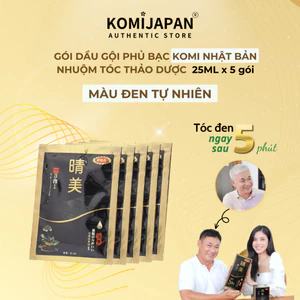 Dầu gội phủ bạc nhuộm tóc thảo dược thiên nhiên KOMI Nhật Bản MÀU ĐEN gói 25ml