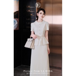 Set Áo Peplum Cổ Tròn Cao Cấp Phối Chân Váy Xếp Ly Sang Trọng LA ROSA Phù Hợp Công Sở, Dự Tiệc S1094