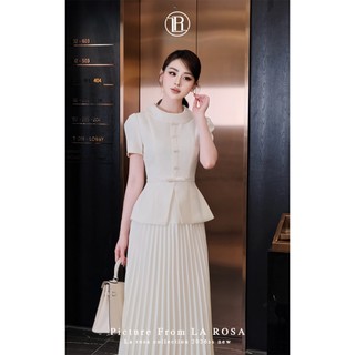 Set Áo Peplum Cổ Tròn Cao Cấp Phối Chân Váy Xếp Ly Sang Trọng LA ROSA Phù Hợp Công Sở, Dự Tiệc S1094