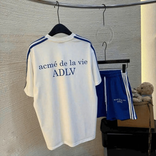 Áo Thun Bộ Thể Thao Nữ ADLV Phối Quần Short 3 Sọc Xanh, Set Đồ Mặc Đi Chơi Hàn Quốc Trẻ Trung