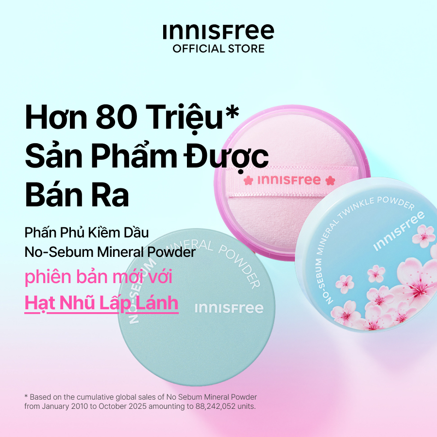 Phấn phủ bột kiềm dầu, mịn lì lâu trôi INNISFREE No Sebum Mineral Powder 5g