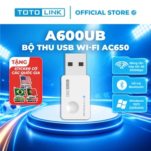 Bộ thu USB Wi-Fi Bluetooth Mini TOTOLINK A600UB - Chuẩn Wi-Fi 5 AC650 Bluetooth cho PC và laptop