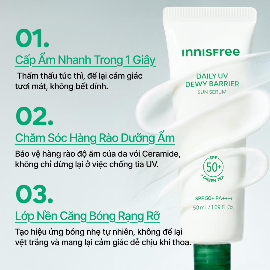 Tinh chất chống nắng Daily UV Dewy Barrier SPF 50+ PA++++ INNISFREE Daily UV Dewy Barrier