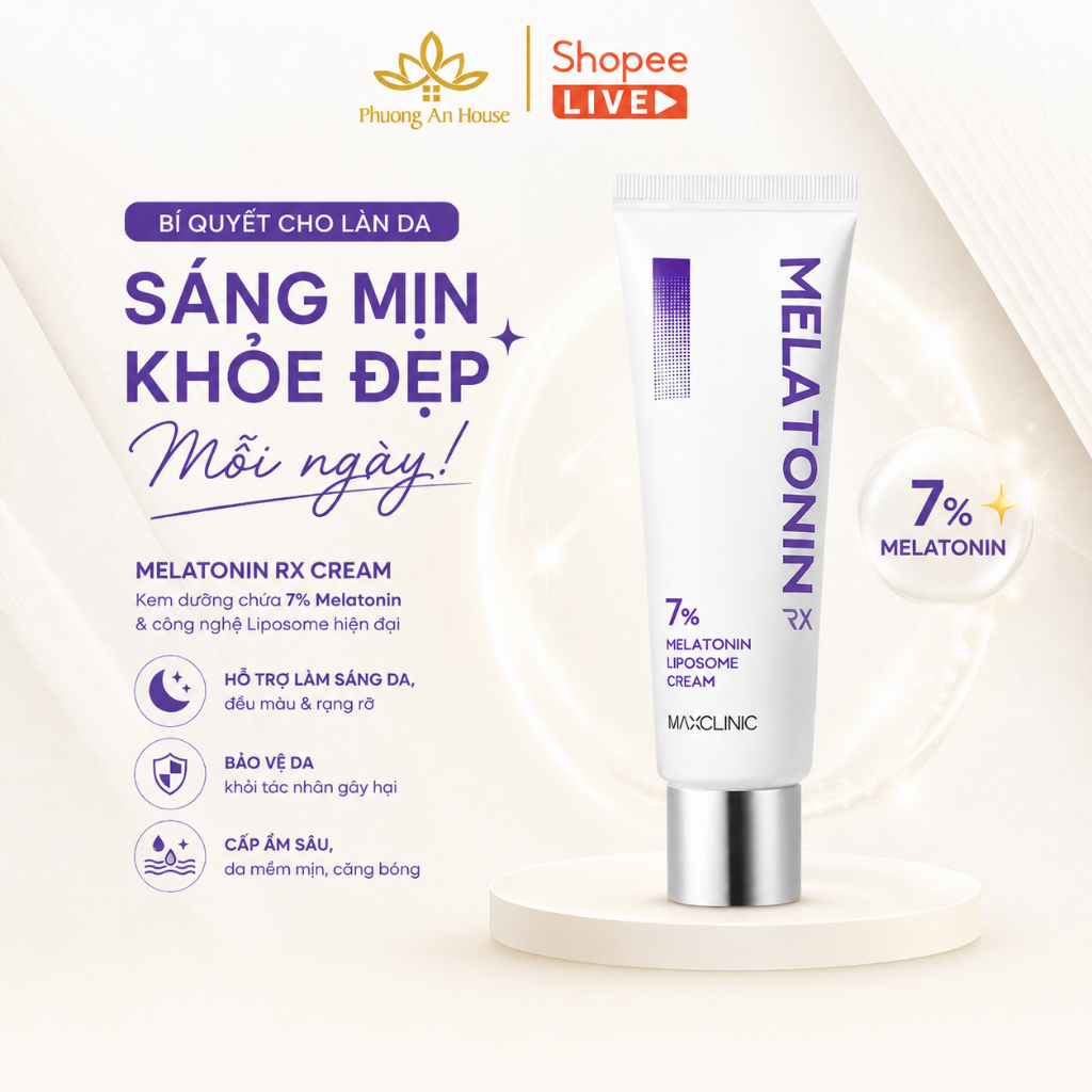 Kem Dưỡng Maxclinic 7% Melatonin Liposome Cream RX Phục Hồi Da Trẻ Hóa Dưỡng Sáng Tăng Đàn Hồi 50ml