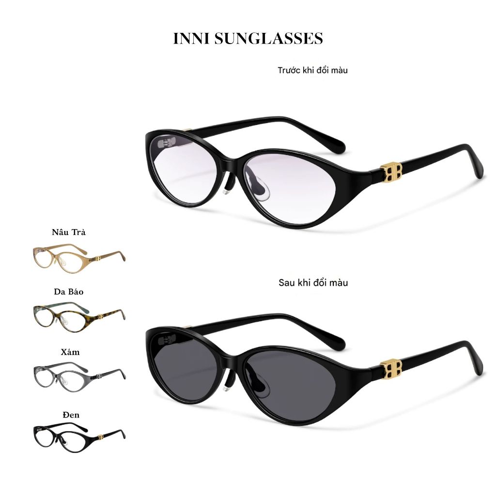 Gọng kính đổi màu INNI kính mắt mèo đổi màu thời trang chống tia UV, ánh sáng xanh 11533