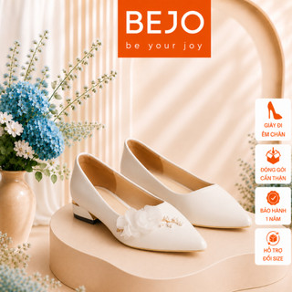 Giày Cao Gót Nữ Cao Cấp BEJO H98.03 Trắng Đính Hoa Voan Lụa Cao Cấp - Giày Cưới Cô Dâu Đi Êm Chân